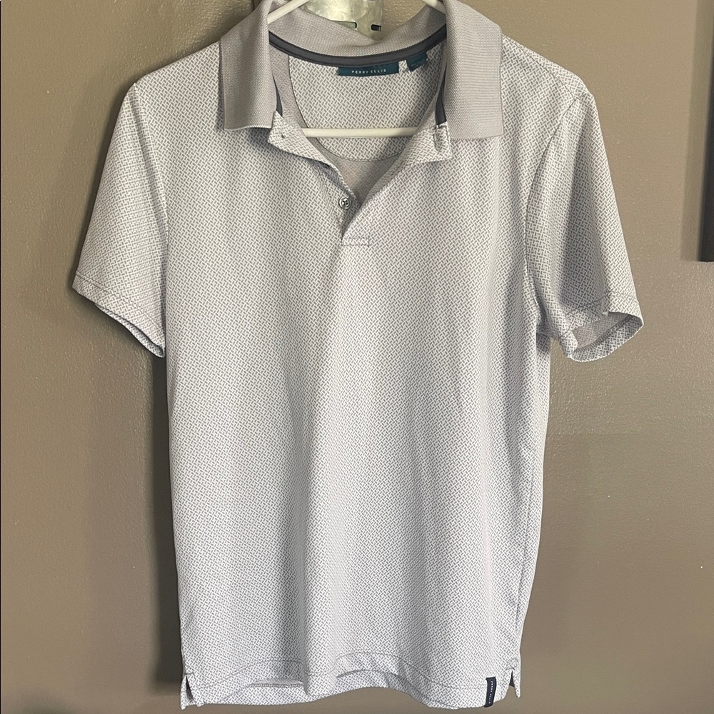 Perry Ellis Light Gray Micro-Pattern Polo